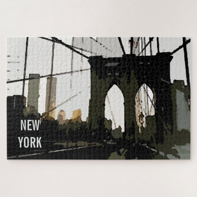 Puzzle Illustration du Pop Art Brooklyn Bridge New York C (Horizontal)