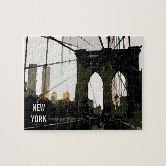 Puzzle Illustration du Pop Art Brooklyn Bridge New York C (Horizontal)