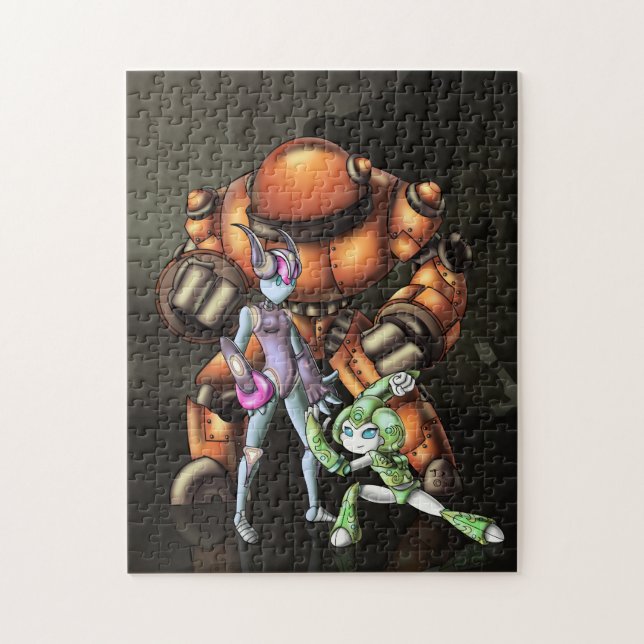 Puzzle Illustration du trio cool de robots heureux (Vertical)