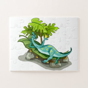 Puzzle Illustration D'Un Bain De Soleil Iguanodon.