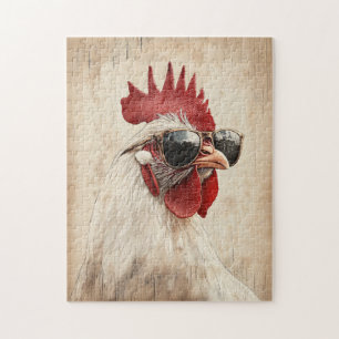 Puzzle Illustration d'un coq cool en lunettes de soleil