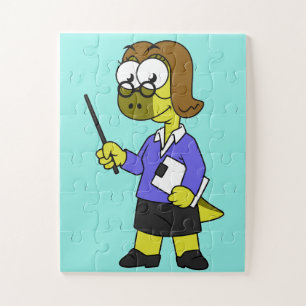 Puzzle Illustration D'Un Enseignant Pachycéphalosaure.