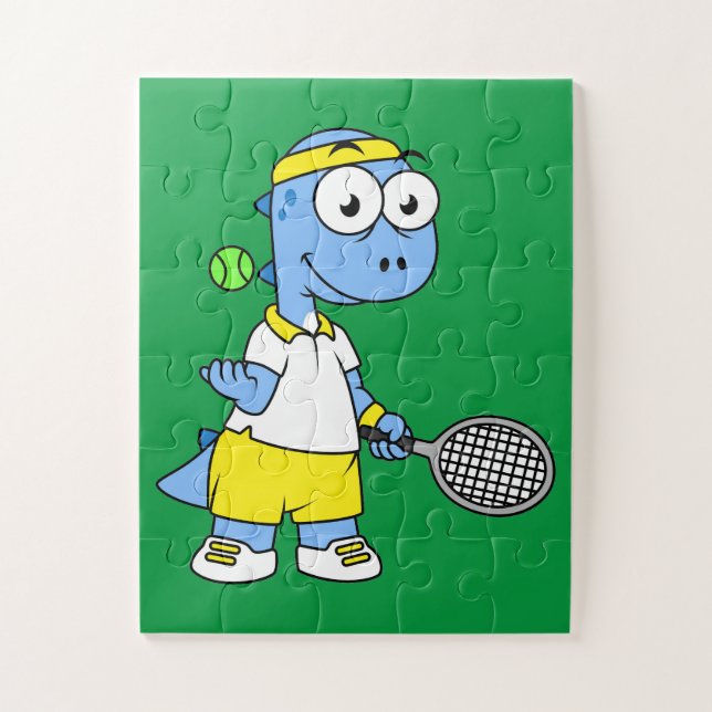 Puzzle Illustration D'Un Joueur De Tennis Tyrannosaurus R (Vertical)
