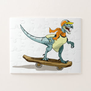 Puzzle Illustration D'Un Raptor Skateboard.