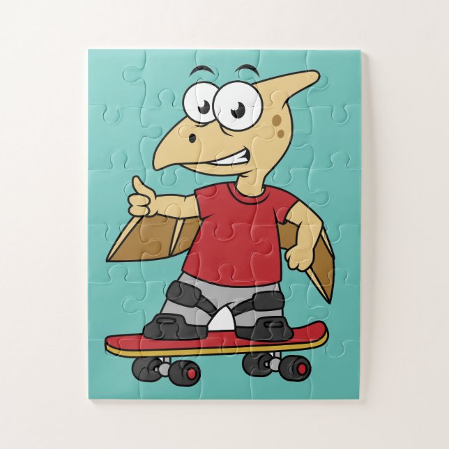 Puzzle Illustration D'Un Skateboard De Ptérosaure. (Vertical)