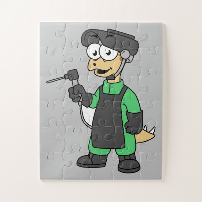 Puzzle Illustration D'Un Soudeur De Stegosaurus. (Vertical)