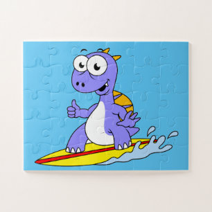 Puzzle Illustration D'Un Spinosaure De Surf.