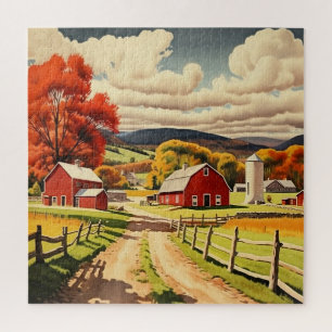 Puzzle Illustration d'une ferme d'automne