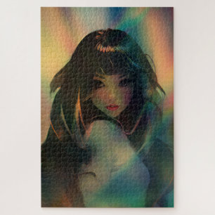 Puzzle Illustration d'une fille de style Anime dans la lu