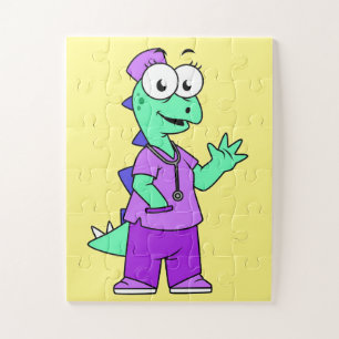 Puzzle Illustration D'Une Infirmière Stegosaurus.