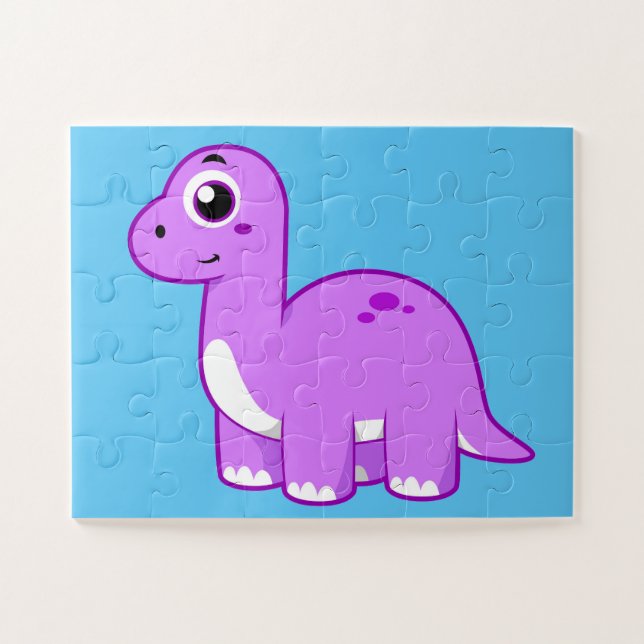 Puzzle Illustration Mignonne D'Un Brontosaurus Dinosaure. (Horizontal)