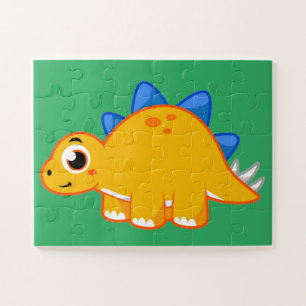 Puzzle Illustration Mignonne D'Un Stegosaurus.
