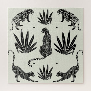 Puzzle Illustration minimaliste du guépard Vintage