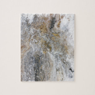Puzzle Illustration noire grise de blanc d'or de peinture