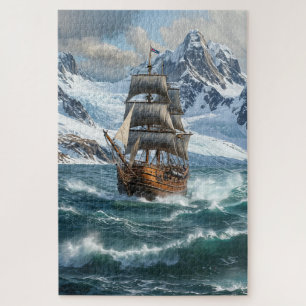 Puzzle Illustration numérique du voilier dans l'océan