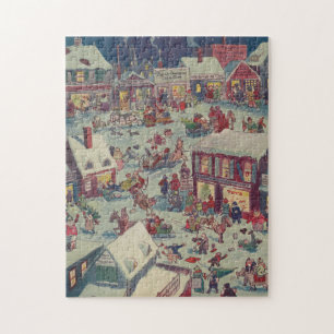 Puzzle Illustration populaire de Noël Vintage Town (1918)