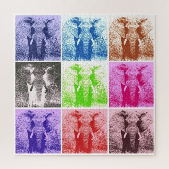 Puzzle Illustration rétrospective de l'éléphant Pop Art (Vertical)