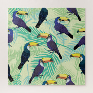 Puzzle Illustration Toucan Vintage, Colorée.