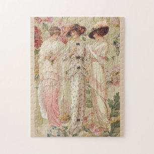 Puzzle Illustration Vintage Art Nouveau