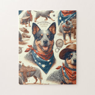 Puzzle Illustration vintage Australian Cattle Dog