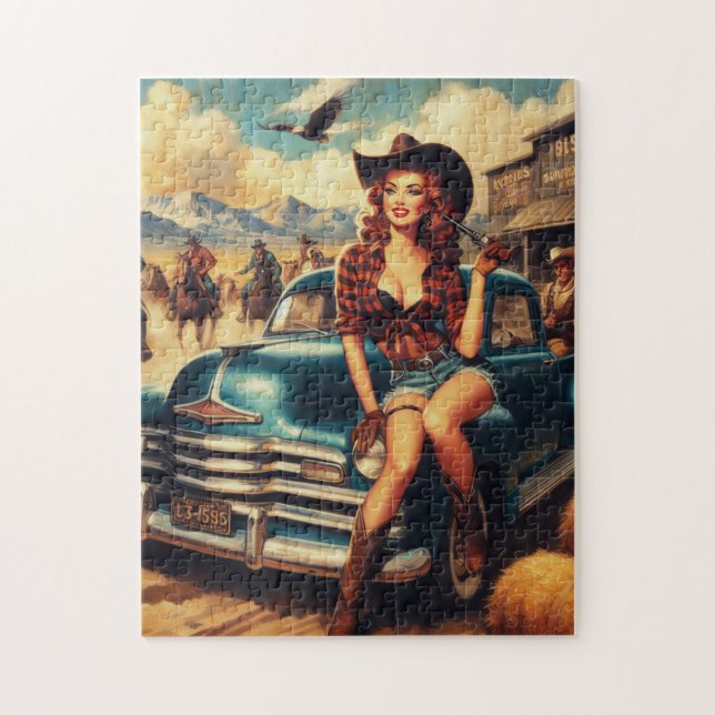 Puzzle Illustration vintage Country Girl (Vertical)
