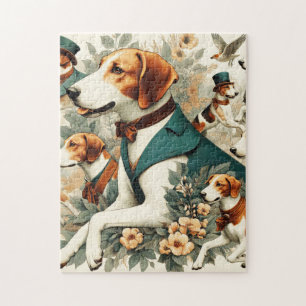 Puzzle Illustration vintage de Foxhound sans joint