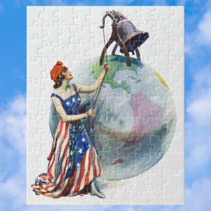 Puzzle Illustration vintage de Lady Liberty pour une couv