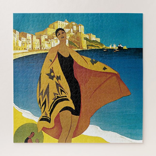 Puzzle Illustration vintage de peinture d'art de voyage (Vertical)