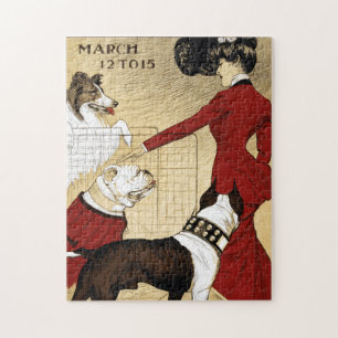 Puzzle Illustration vintage Dog Show Art Antique