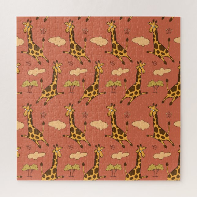 Puzzle Illustration Vintage du Motif de Giraffe sans join (Vertical)