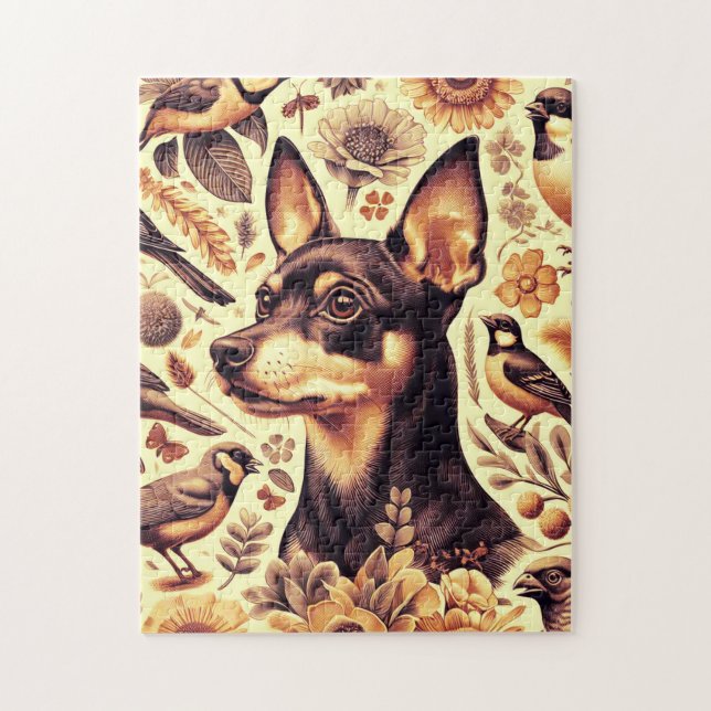 Puzzle Illustration vintage Pinscher (Vertical)