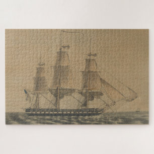 Puzzle Illustration Vintage USS Constitution Ship (1846)