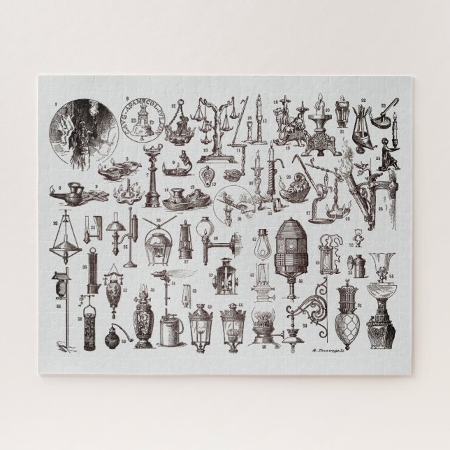 Puzzle Illustrations vintages de l'éclairage au gaz (Horizontal)
