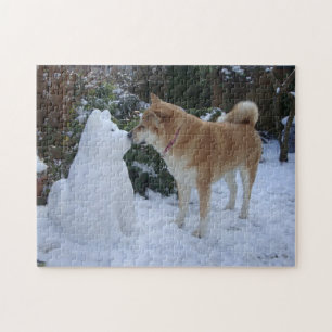 Puzzle image de baiser mignonne de chien de coupe de