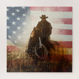 Puzzle Image de cowboy du Jour de l'Indépendance.