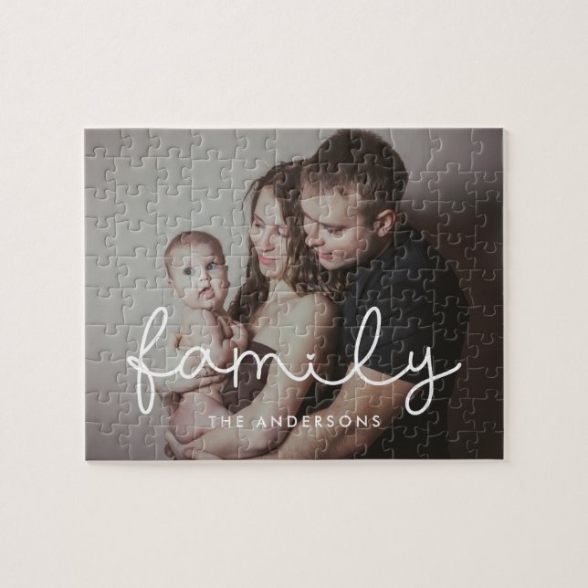 Puzzle Image de famille de l'écriture lunaire mignonne (Horizontal)
