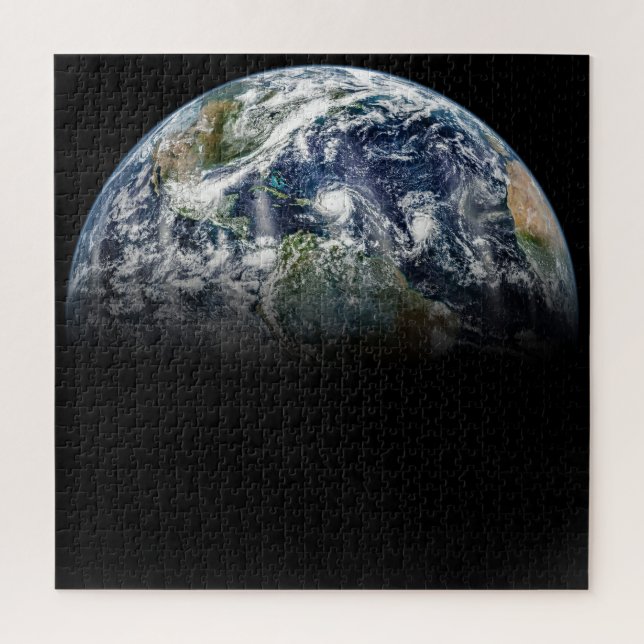 Puzzle Image Mosaïque De La Planète Terre Avec 3 Ouragans (Vertical)