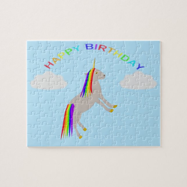 Puzzle Imaginaire Anniversaire Unicorne arc-en-ciel et nu (Horizontal)