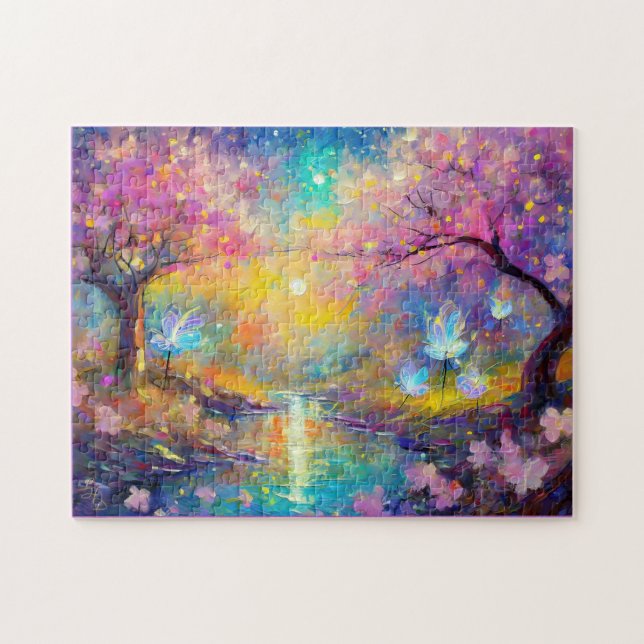 Puzzle Imaginaire cerise en fleurs Sunrise Stream (Horizontal)