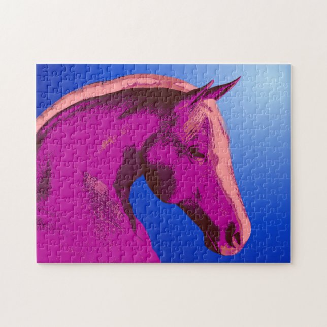 Puzzle Imaginaire Cheval Rose Face Abstrait (Horizontal)