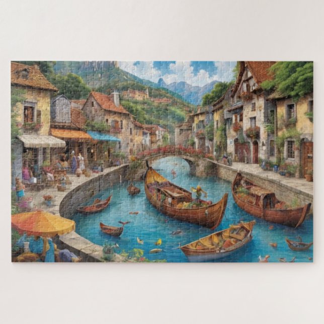 Puzzle Imaginaire Cité médiévale difficile à résoudre (Horizontal)