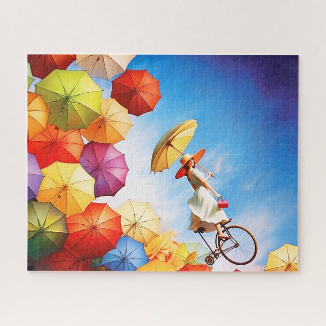 Puzzle Imaginaire coloré fille d'imagination avec paraplu (Horizontal)