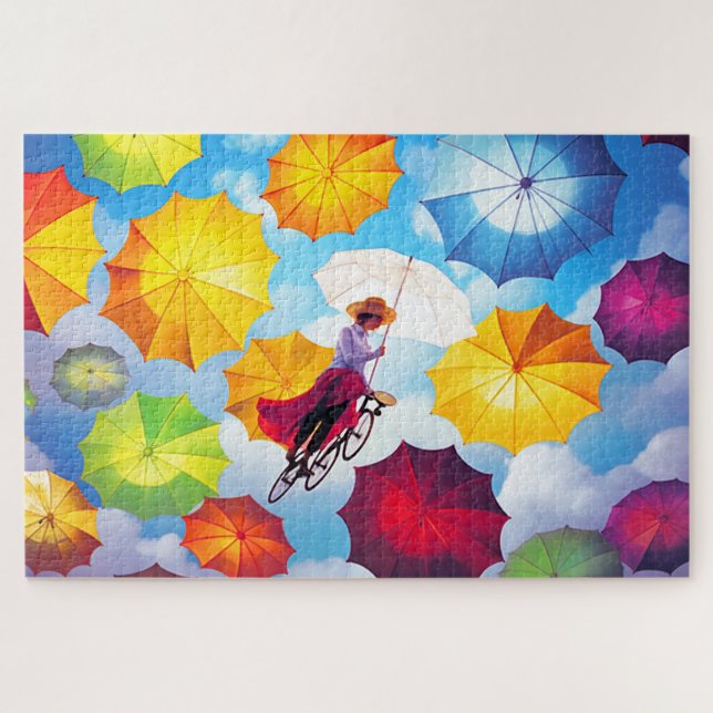 Puzzle Imaginaire coloré fille d'imagination avec paraplu (Horizontal)