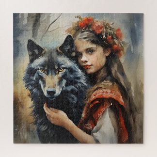 Puzzle Imaginaire de fille slave et loup mystique