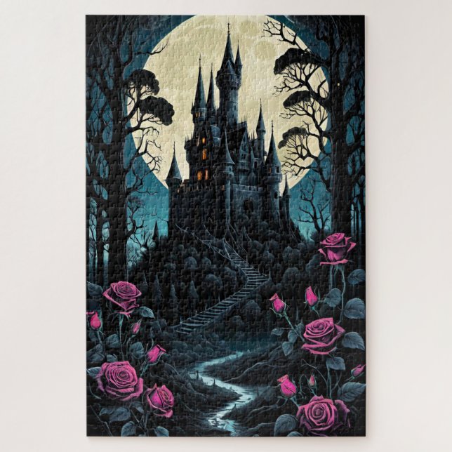 Puzzle Imaginaire du château Rose enchanté (Vertical)