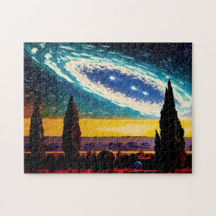 Puzzle Imaginaire Galaxie bleue et ciel jaune