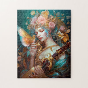 Puzzle Imaginaire Lady Avec Lute & Butterfly Bird