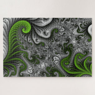 Puzzle Imaginaire Monde Vert Et Gris Art Fractal Abstrait