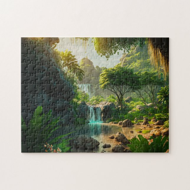 Puzzle Imaginaire Paradis tropical Paysage avec cascade (Horizontal)