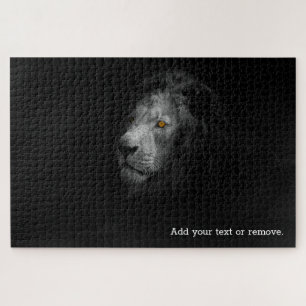 Puzzle IMPOSSIBLE 2 : lion noir contre arrière - plan noi